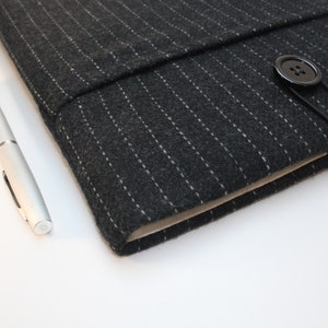 POCHETTE protection housse  Noire rayures blanches ordinateurs 13 pouces sur mesure