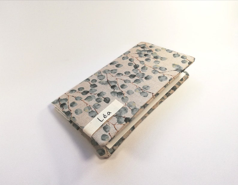 Checkbook holder, checkbook protector, Eucalyptus pattern checkbook case personalized beige background, customizable Mother's Day gift for women image 3