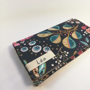 Porta libretto degli assegni, protezione libretto degli assegni, custodia libretto degli assegni con motivo floreale Ancolie, regalo personalizzato e personalizzabile per le donne, regalo per la festa della mamma