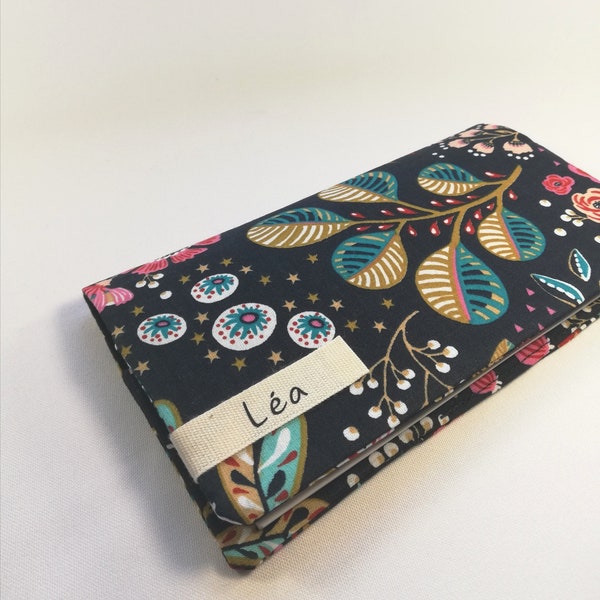 Checkbook holder, checkbook protector, custom Ancolie floral pattern checkbook case, customizable women's gift, Mother's Day gift