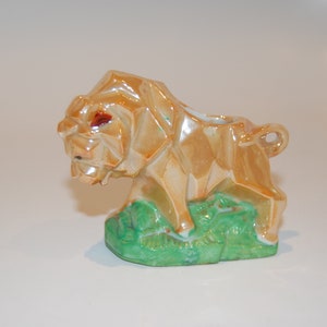 Vintage mid-Century Porcelain Lion Figurine, pin cushion, Made in Japan Collectible