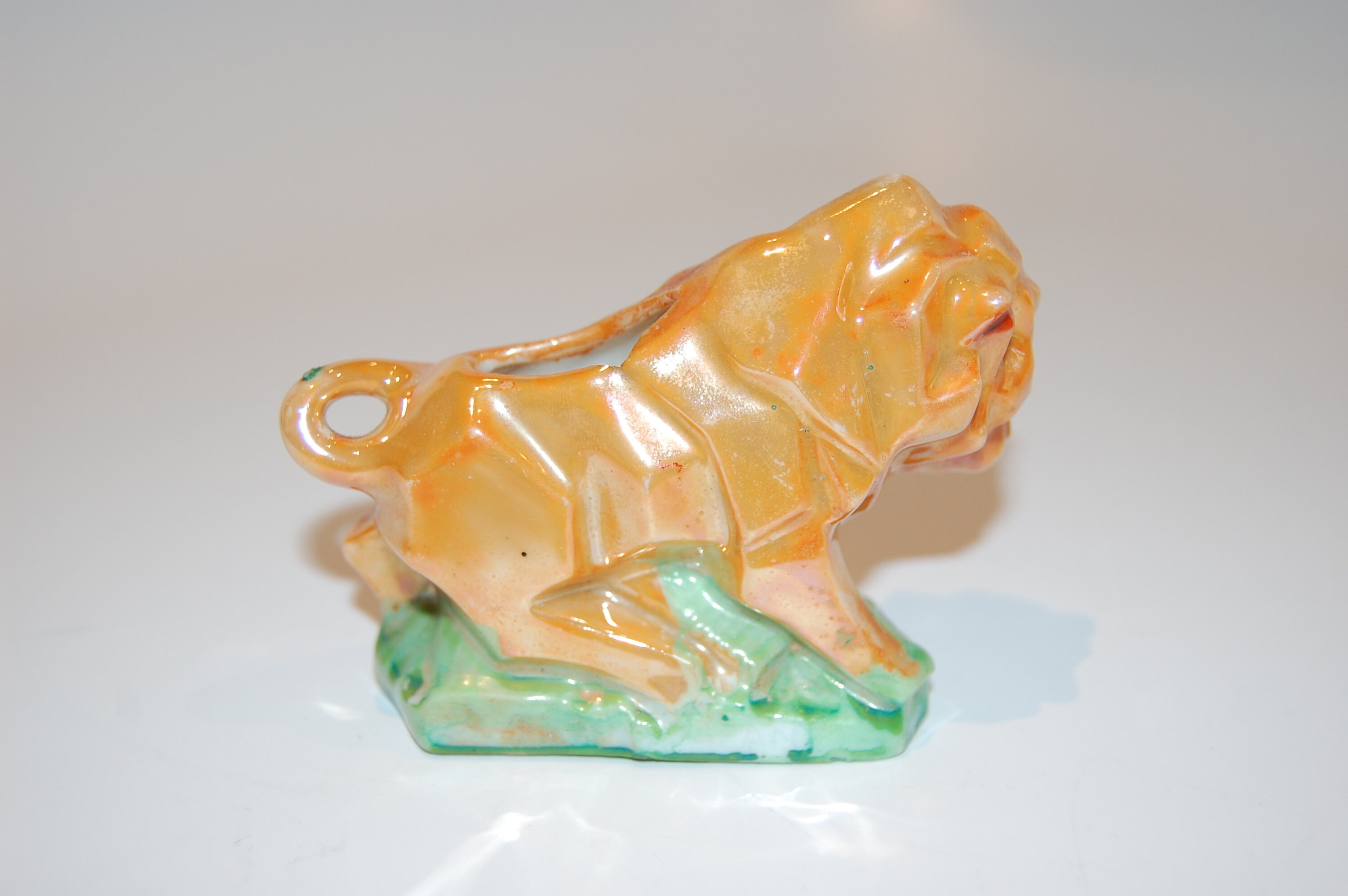 Vintage Midcentury Porcelain Lion Figurine Pin Cushion Made Etsy