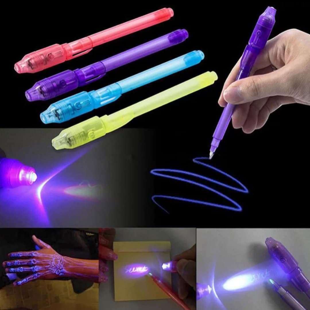 QBIX Stylo code secret avec lampe UV magique - ensemble de 9 stylos + 5  pochoirs - Suitup - Art Supplies