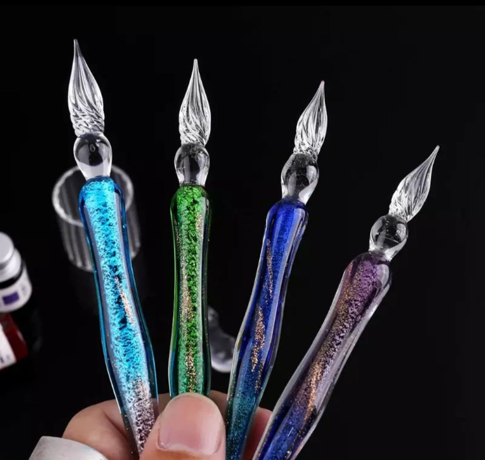 13 Pieces/ Starry Sky Glass Dip Pen Set Glitter Powder Glass Etsy