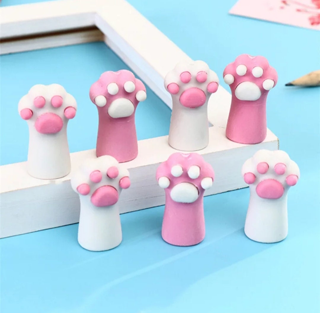 1Pc/Cat Paw Pencil Erasers Pink White cute rubber eraser Etsy