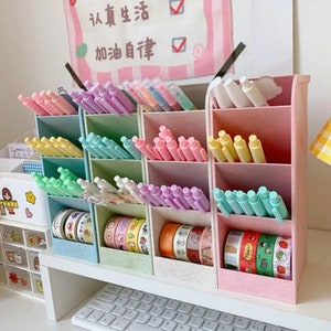 1pc Multifunctional 4 Grid Desk Top Organizer, Pen storage rack, School, Office storage holder, Party Favor, Stationery organizer