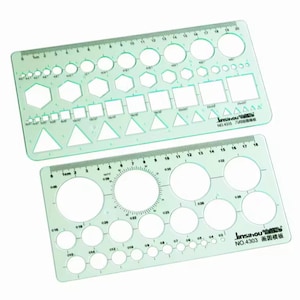 2 Stück grünes geometrisches Vorlage Lineal, Zeichnung Lineal, Schule, Bürobedarf, Studenten Versorgung, Multifunktionslineal