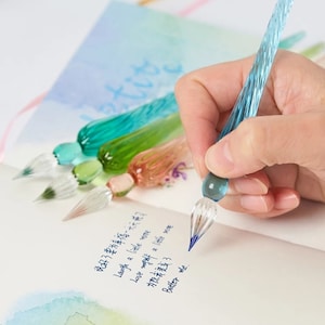 1 penna creativa in vetro, penna per scrivere, penna regalo, penna per calligrafia, penna a inchiostro, penna artistica, regalo