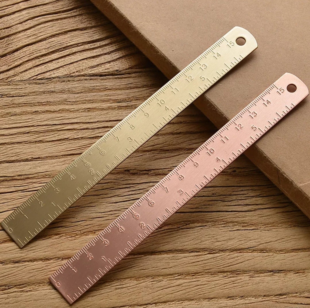 12cm 15cm 18cm Double Scale Metal Brass Straight Ruler CM Inch