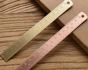 15 cm, 18 cm, 20 cm Brass Straight Ruler, red copper, gold drawing metal ruler, school, office metric ruler, 20 cm wave ruler, quality ruler