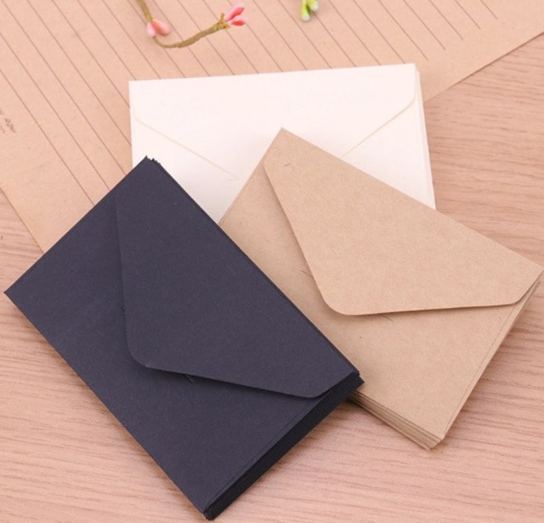 20Pcs Mini gift envelopes, classical white, black, craft mini envelopes, paper envelopes, 10.5 x 6.8 cm cute small paper envelopes image 4