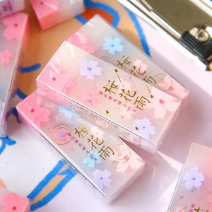 1pc Cherry Blossom Eraser, Pencil Eraser, Japanese Blossom Eraser, School, Office Stationery, Flower Eraser, Eraser Gift, Student Eraser