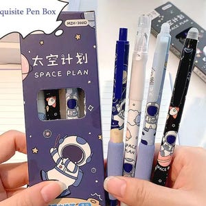 4 Stylos astronaute, 0,5 mm encre noire, Stylo gel, Fourniture stylo, Bureau, Fournitures scolaires, Stylo papeterie