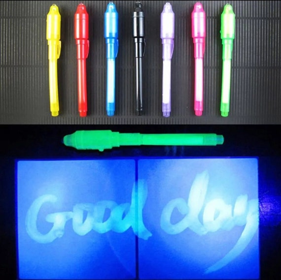 Invisible Ink Pen, Pen Invisible Disappearing Ink Pen With Uv Light Magic  Marker For Secret Message And Kids Party Christmas Toy