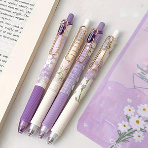 4 bolígrafos de gel con diseño de margaritas, bonitos bolígrafos con forma de flor, de tinta negra de 0,5 mm, para escribir, para oficina, material escolar, regalo de papelería