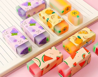 3Pcs Creative Fruit pencil Eraser, Random Eraser, Stationery Supplies, School Office Stationery, Eraser Gift, Rubber, Random Fruit Eraser