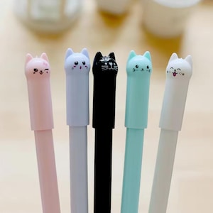 4pc Cute funny cat gel pen, School, Office, school writing gel pen, gift pen, kawaii stationery, gel pens, black ink pen, gift