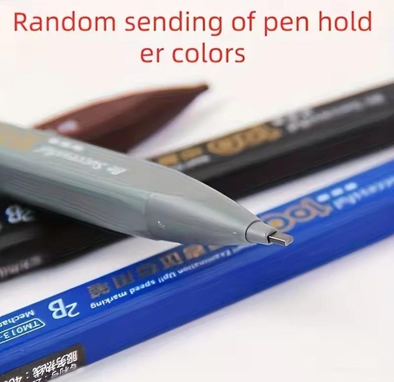 2 Set Thick Flat Head Mechanical Pencil, Pencil With 6pcs Refill Set, 2B Pencil, Pencil With Eraser, Writing Drawing Pencil, Gift image 14