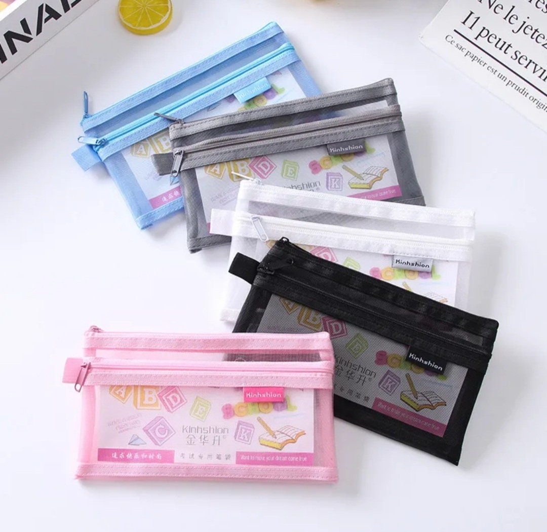 1pc Clear Pencil Bag, Minimalist Portable Stationery Bag For Middle High  College School & Office