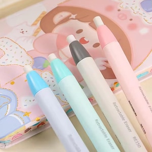 1pc Creative Pen Shape Eraser, Press Type Eraser, Pencil Eraser, Stationery Eraser, School, Office Supply