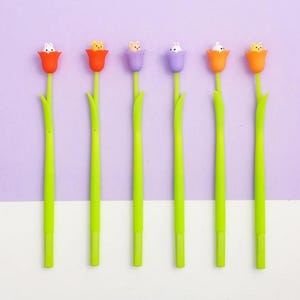 Penna gel a forma di fiore carino, penna per scrivere con inchiostro nero/blu, forniture scolastiche, penna gel, forniture per cancelleria