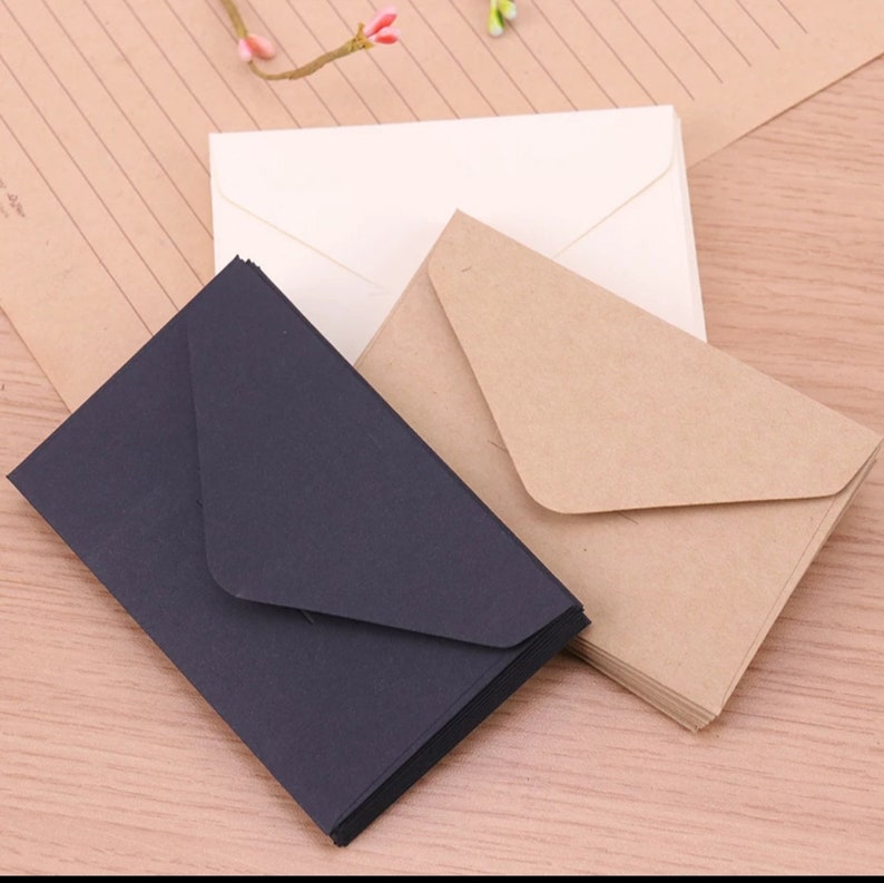 20Pcs Mini gift envelopes, classical white, black, craft mini envelopes, paper envelopes, 10.5 x 6.8 cm cute small paper envelopes image 8