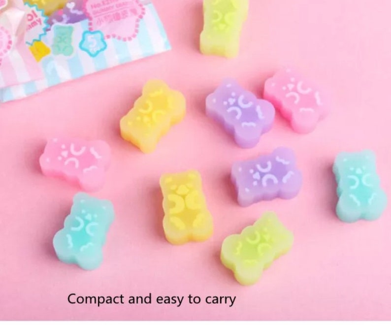 5pcs Set Cute Mini Bear Eraser Solid Rubber Eraser Cartoon Etsy
