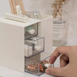 Cute Stationery Organizer, Pencil Holder, Storage Box, Random Sticker, Desktop Organizer, School