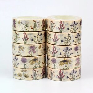 1pc Vintage Botanic Herbs Wild Flower Paper Washi Tape, Masking Tape, Cute Decorative Tape, Journal Planner image 6