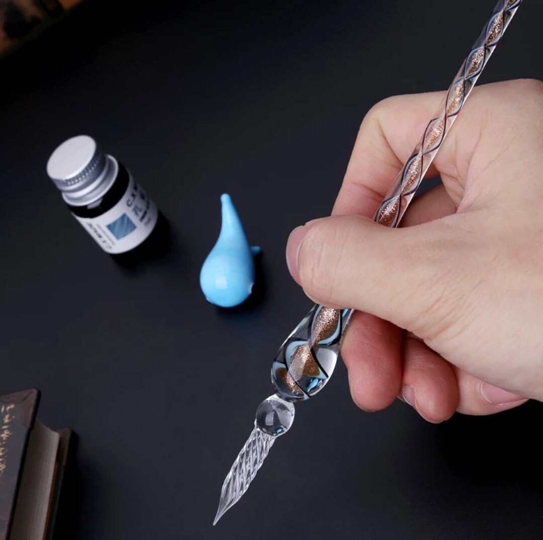 Handmade crystal glass dip pen set 6 styles beautiful pen Etsy