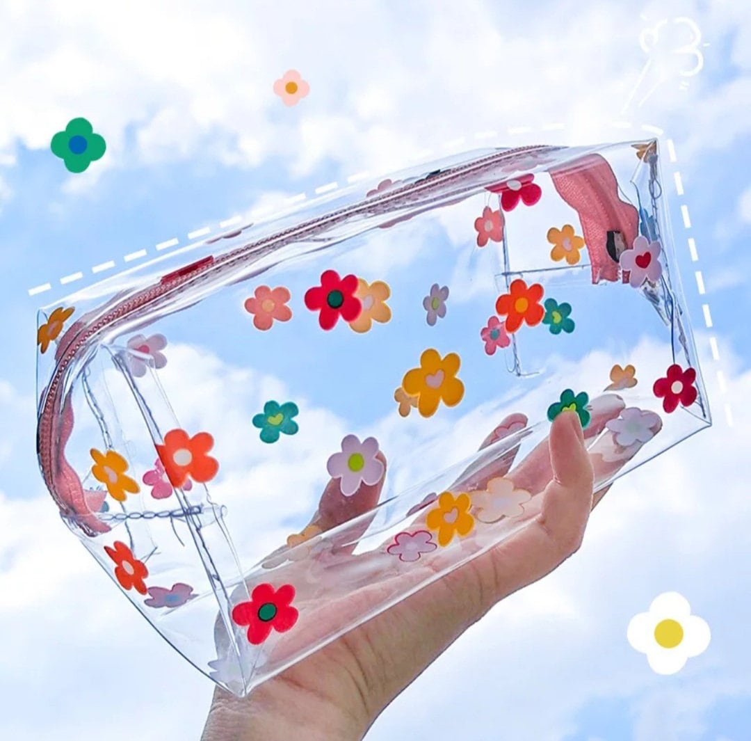 Daisy Love Clear Tote and Cosmetic Bag - The Toy Box Hanover