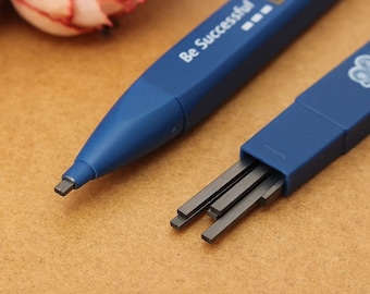 2 Set Dicker Flachkopf-Druckbleistift, Bleistift mit 6-teiligem Nachfüllset, 2B-Bleistift, Bleistift mit Radiergummi, Schreiben und Zeichnen, Geschenk
