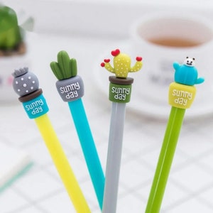 1 penna gel Cactus, penna da scrittura, penna a inchiostro nero da 0,5 mm, scuola, forniture per ufficio, cancelleria per penne, forniture per studenti, penna gel