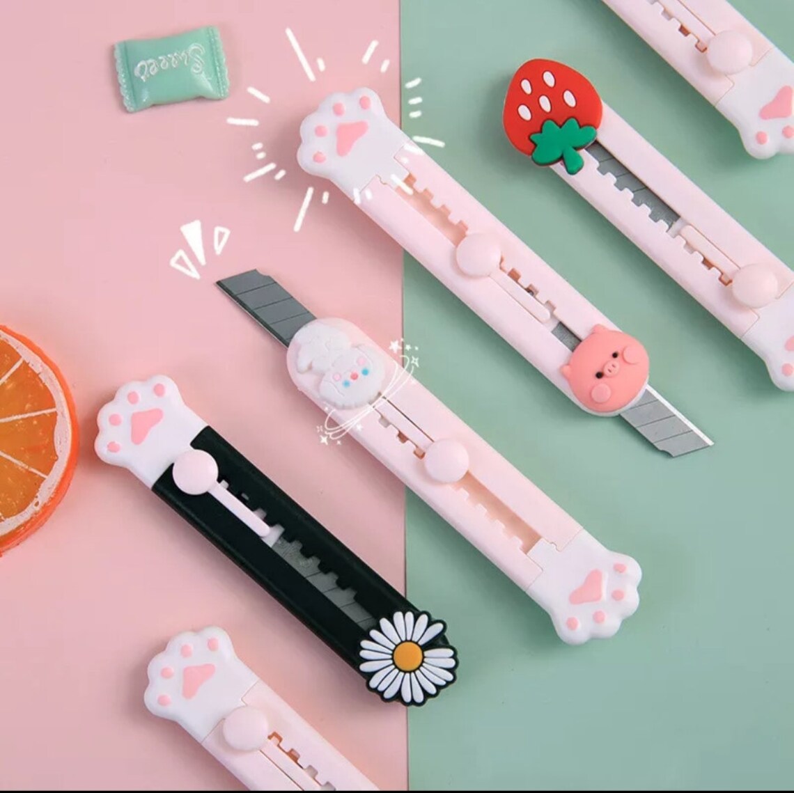 1 PC/ Cute Cat Paw Portable Mini Utility Knife Animal Fruit Etsy