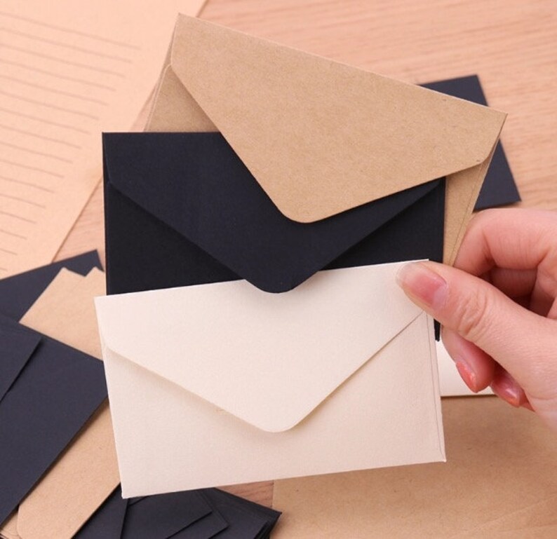 20Pcs Mini gift envelopes, classical white, black, craft mini envelopes, paper envelopes, 10.5 x 6.8 cm cute small paper envelopes image 3