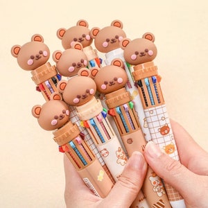 1pc 10Colors Cute Bear Ballpoint Pen, Multi-Color Ballpoint Pen, Writing Pen, Funny Cute Animal PenPen, Student Supplies,