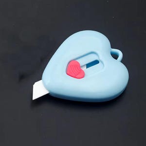 1 cuchillo multiusos con forma de corazón, minicuchillo multiusos con hoja de acero o de cerámica, material escolar y de oficina, herramienta de corte, cuchillo multiusos portátil