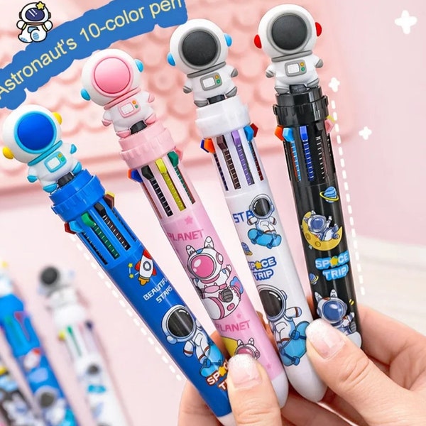 1pc Multi-color Astronaut Ballpoint Pen, 10 Color Ink Pen, Writing Pen, Student Gift Pen