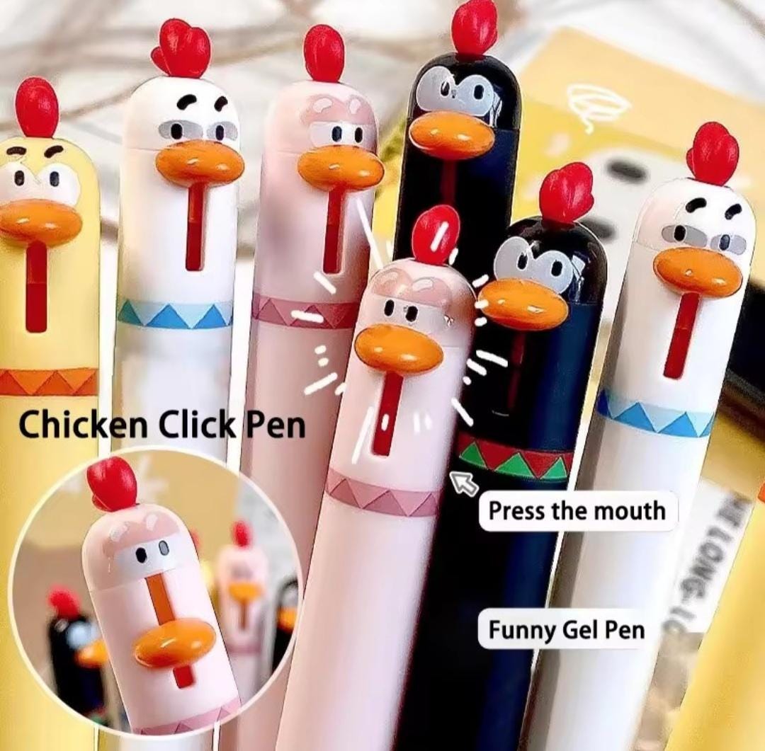 12pcs Funny Chicken Gel Pen, 0.5mm Black Ink Pen, Writing Pen, School ...