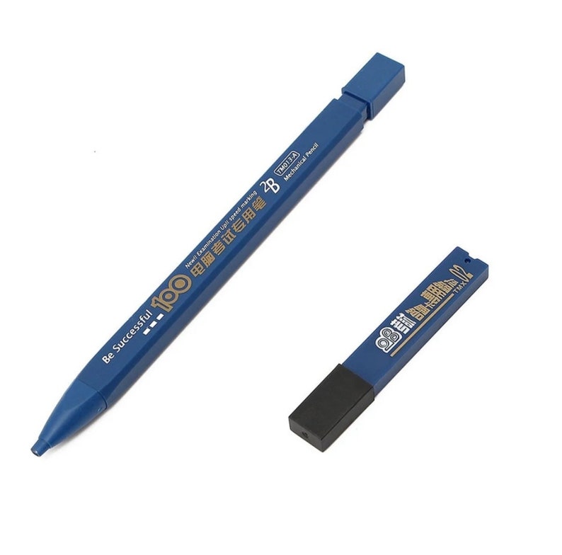 2 Set Thick Flat Head Mechanical Pencil, Pencil With 6pcs Refill Set, 2B Pencil, Pencil With Eraser, Writing Drawing Pencil, Gift image 8