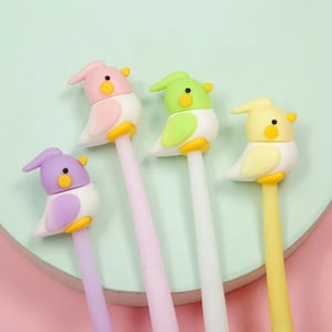 1 penna in gel con uccellino, penna in silicone, penna con uccellino, penna per cancelleria, penna a inchiostro nero da 0,5 mm, regalo per studenti, regalo di cancelleria