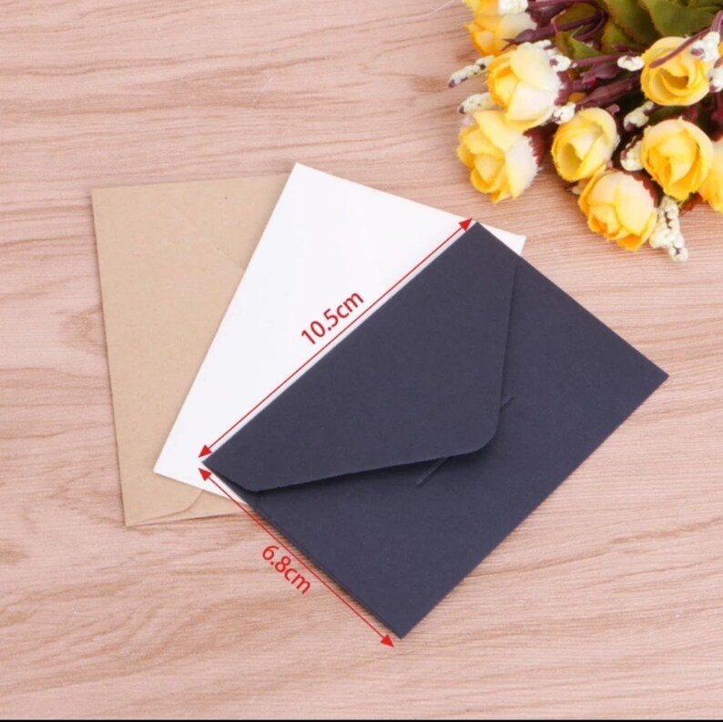 20Pcs Mini gift envelopes, classical white, black, craft mini envelopes, paper envelopes, 10.5 x 6.8 cm cute small paper envelopes image 5