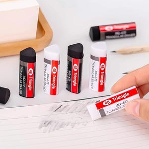 2pc Triangular Shape Eraser, 4B Rubber Eraser, Black & White Colour Eraser, School, Office Supply, Eraser Supply