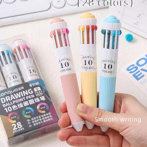28 Colour Ink Pen, 3pcs MultiColour Ballpoint Pen, 10-in1 Coloured Pen, Retractable Ballpoint Pen, Mini Ballpoint Pen, School, Office Supply