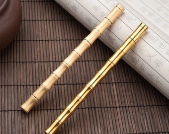 1pc Bamboo Style Metal pen, Metal ball pen, black/Blue ink pen,  gift pen,  Signing Pen, School Office Supply