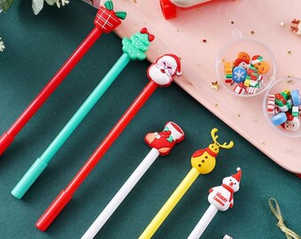 Gukasxi 8 Penne A Sfera Multicolore 10 In 1 Con Motivi Natalizi - Babbo Natale, Renna, Pupazzo Di Neve - Cancelleria Regalo