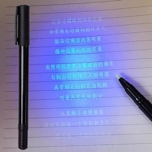 1pc Dual Tip onzichtbare fluorescerende pen, 0,5 mm / 1,0 mm pen, UV-lichtpen, cadeau, schrijfpen, onzichtbare pen,