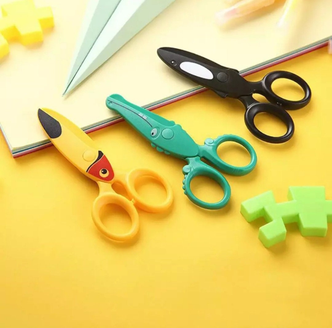 Safety Scissors Student Craft Scissors Round Edge Children Scissors Cute  Animal Plastic Scissors for Paper Cutting Scrapbooking