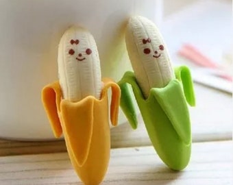 2pcs Cute Banana Style Eraser, pencil eraser, rubber eraser,  fruit eraser, kids eraser, gift for kids, stationery eraser