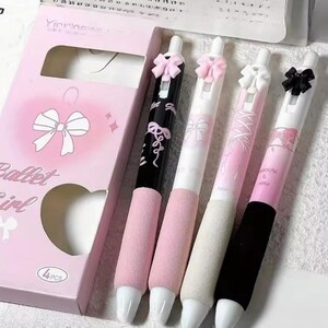 4pcs Retractable Gel Pen, 0.5mm Black Ink Pen, Writing Supplies, School, Office Supply, Gel Pen